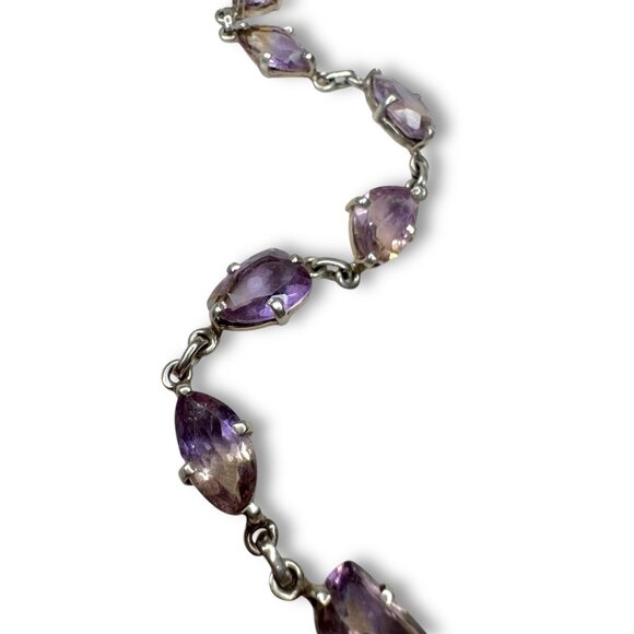 Vintage Sterling Silver Bi-Color Tanzanite Bracelet 8"-8.25" 11.21 Grams - Picture 3 of 10